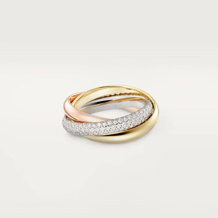 Sterling silver geometric U-shaped couple rings with full diamond settings available in multiple colours and sizes 5-11
