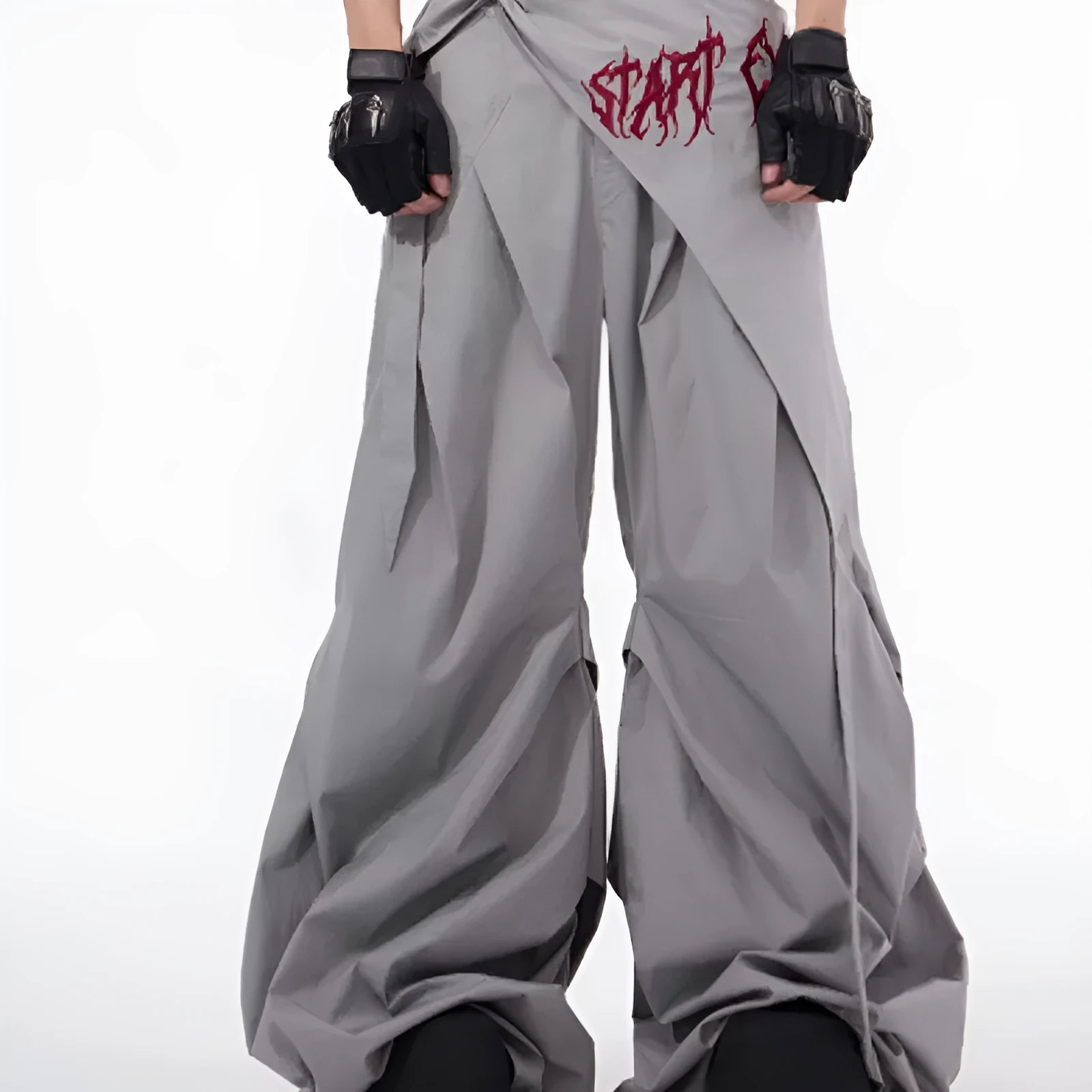 Korean style wide-leg pants for boys in black and grey colour options