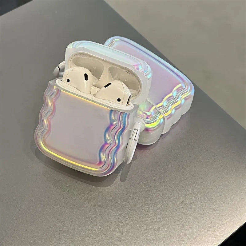 Silicone case with laser-cut magic laser and ring pattern for AirPods Pro 2, AirPods 3, Pro, and 1/2 models.