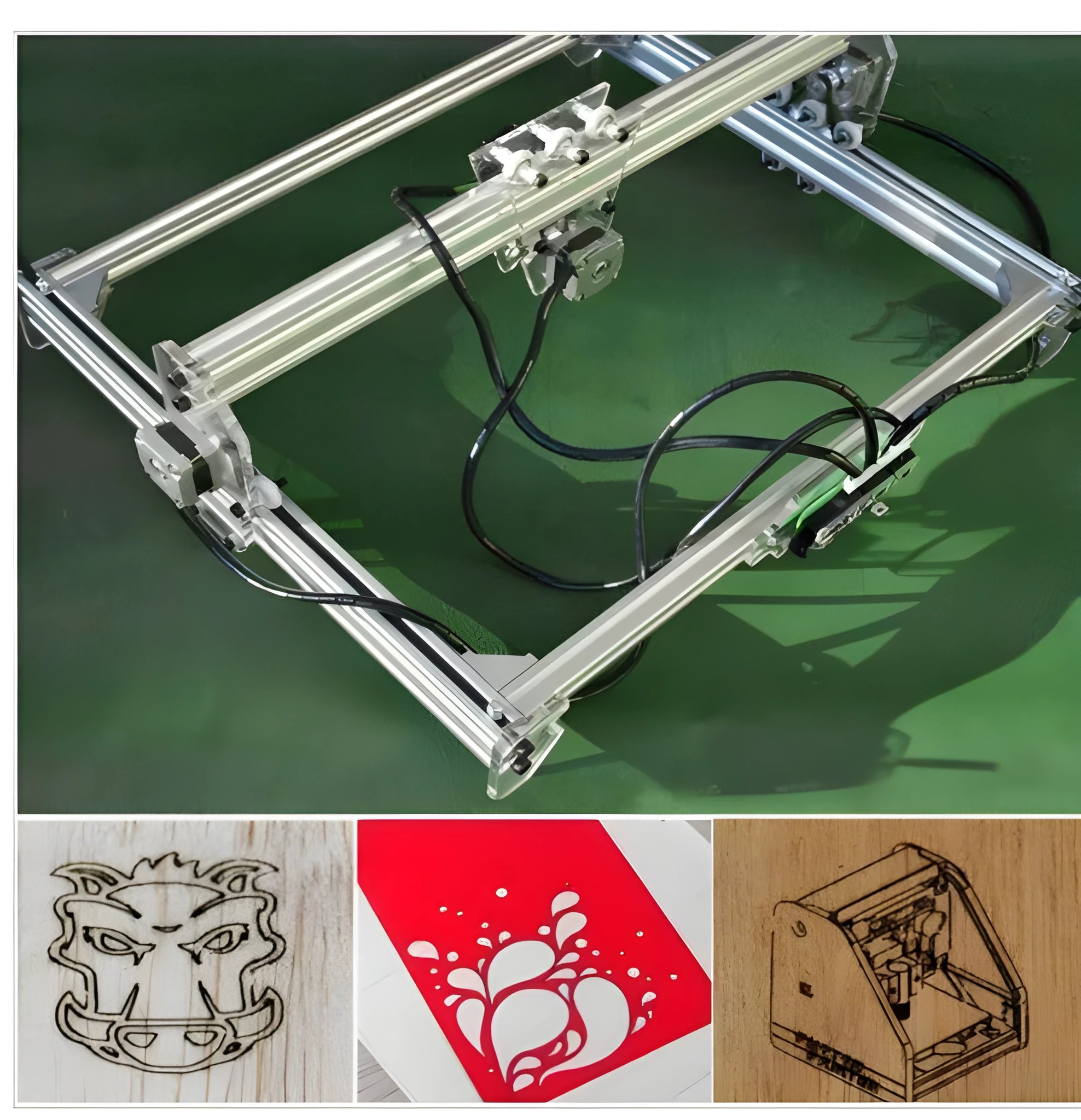 Miniature laser engraving machine with 3000mw laser and 400x300mm bottom plate for marking and lettering