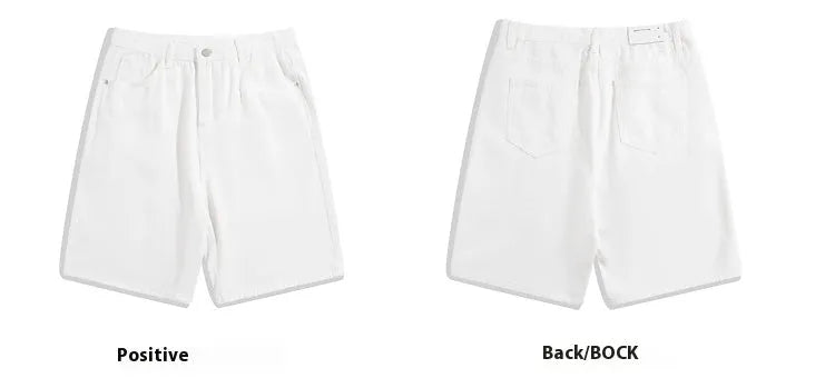 Men's light blue denim shorts with a five-pocket design and straight-leg cut on a mid-waist fit.
