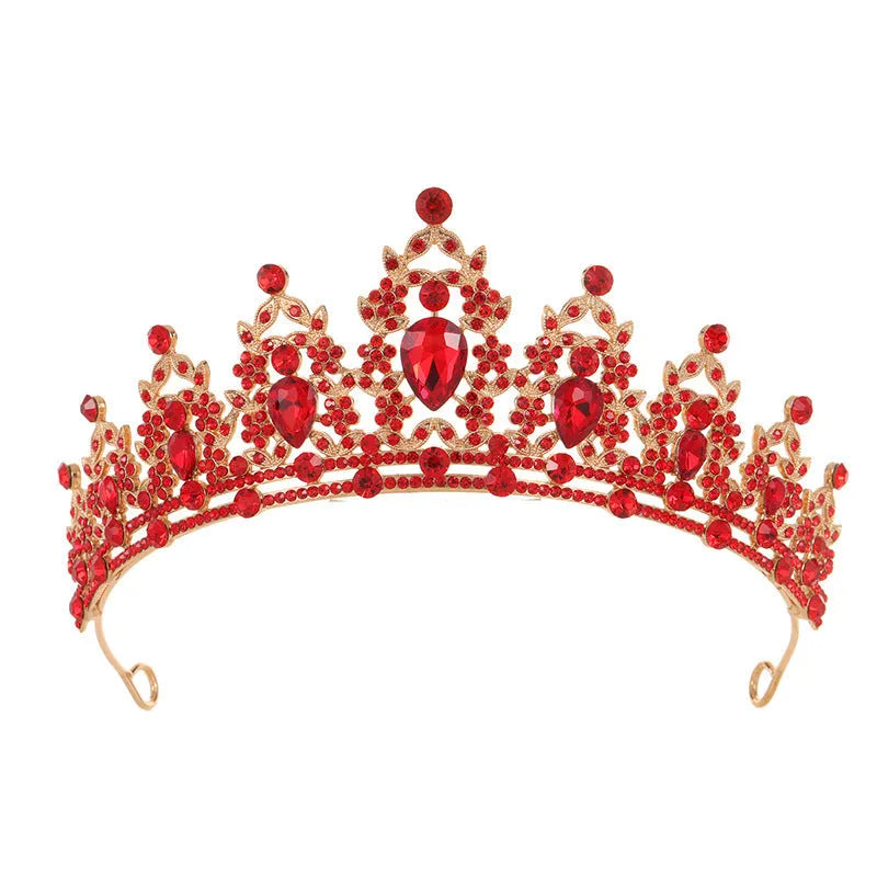 Silver and KC gold alloy bridal crown headdress with rhinestones in baroque style.