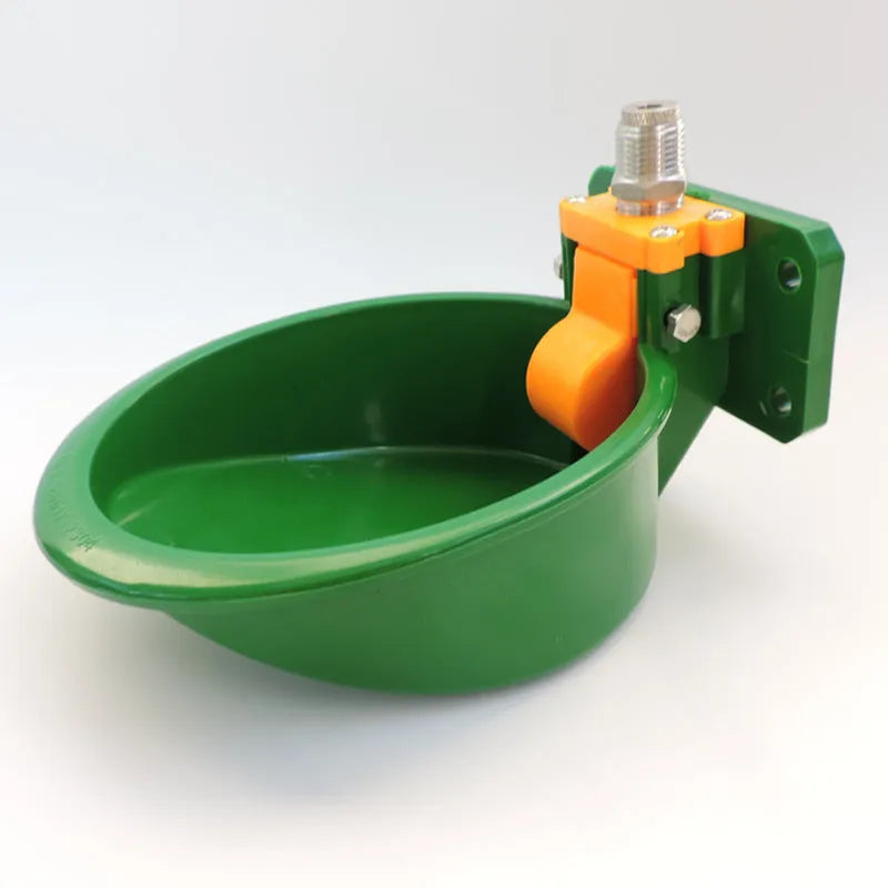 Green plastic automatic sheep drinking bowl with water nozzle for pigs and sheep
