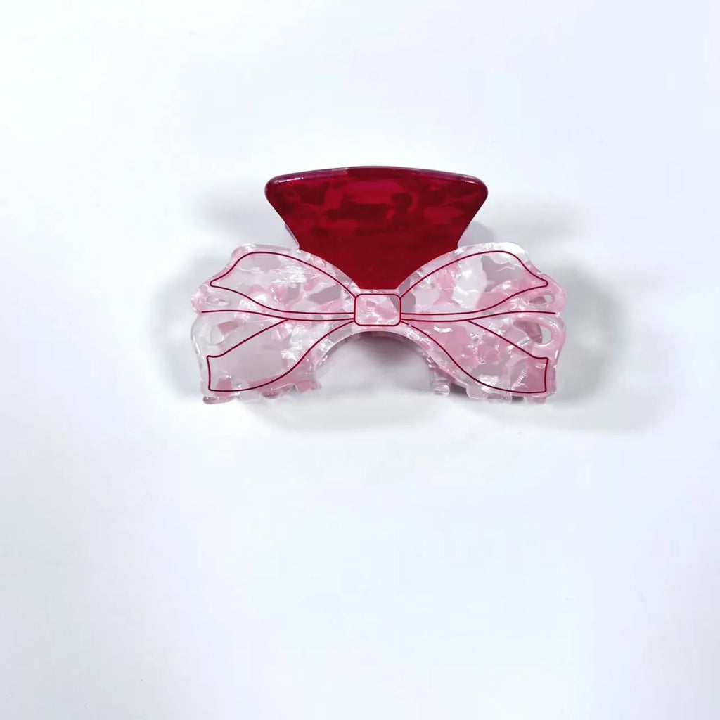 Fresh cute glitter bow tie grip hair clip acrylic oil injection cream sweet girl style 8cm women non-inlaid