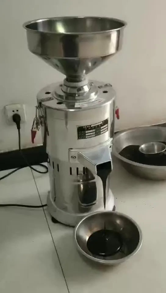 Electric small household automatic sesame paste grinding machine with stainless steel body and 100mm grinding wheel