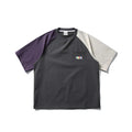 Dark grey men's t-shirt with contrast colour raglan sleeves and loose fit