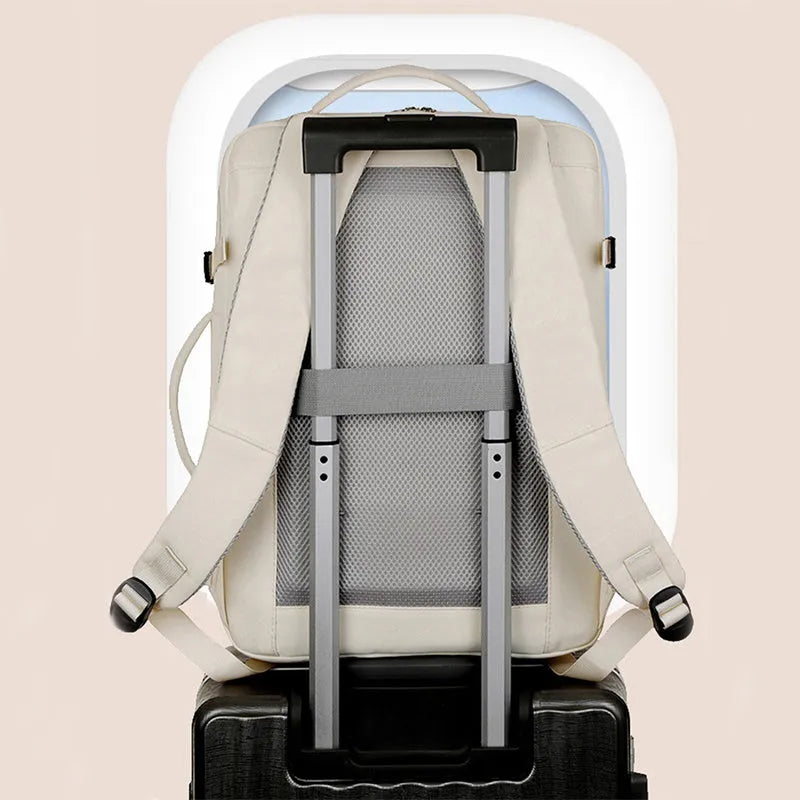 Waterproof Oxford cloth backpack in multiple colours showing front pockets and 15.6-inch laptop capacity
