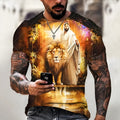 Men's 3D printed Jesus pattern T-shirt in polyester bird eye cloth fabric