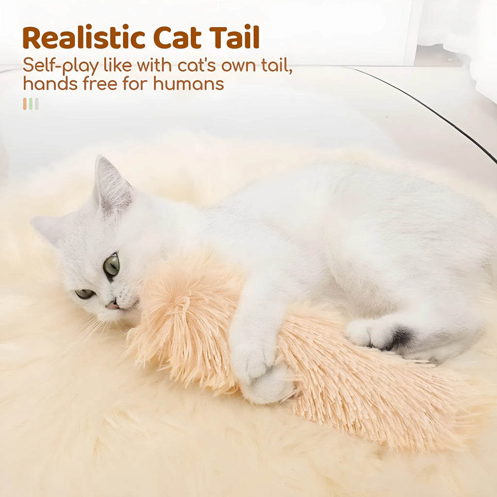Blue plush cat toy pillow measuring 27cm long on a neutral background.