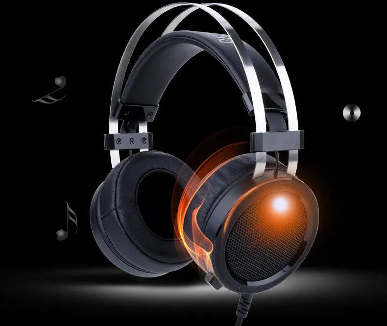 Black wired computer gaming headset with dual audio stereo and 2-metre cable