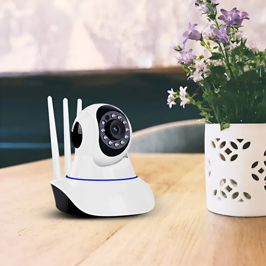 White wireless dome security camera with 2MP sensor for indoor and outdoor HD surveillance