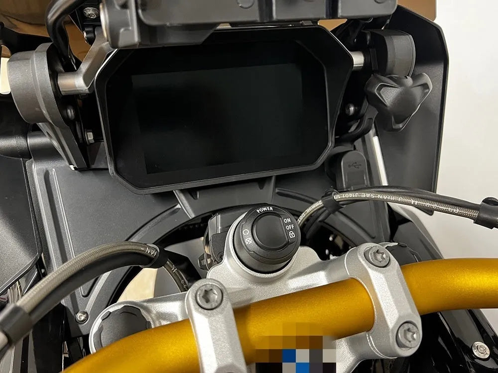 Black motorcycle cockpit fairing modification kit for BMW R1250GS and compatible R1200GS models