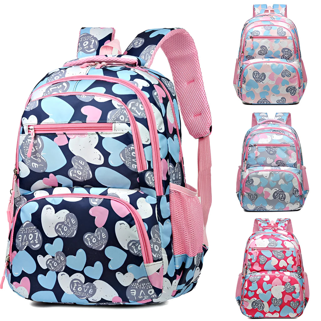 Student school backpack with air pillow belt system in Oxford cloth construction showing blue colour option