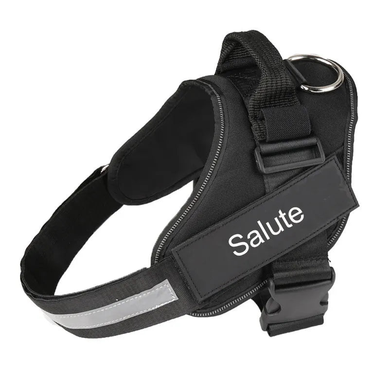 Reflective adjustable no-pull dog harness vest with chest strap and D-ring leash attachment