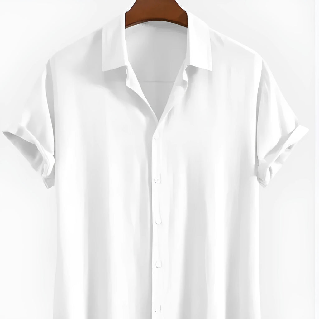 Men's loose fit casual cardigan in solid colour with short sleeves for summer wear