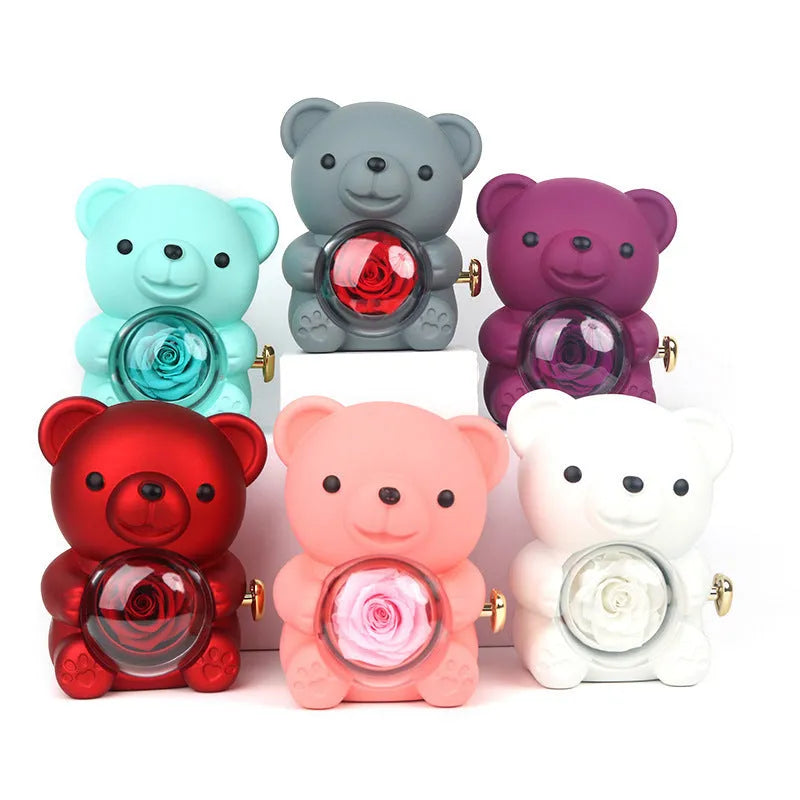 Rotating bear gift box jewellery storage 12x13x15.5cm plastic spray paint finish
