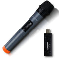 Black ZANSONG V12 dynamic wireless handheld microphone with USB receiver and audio cable.