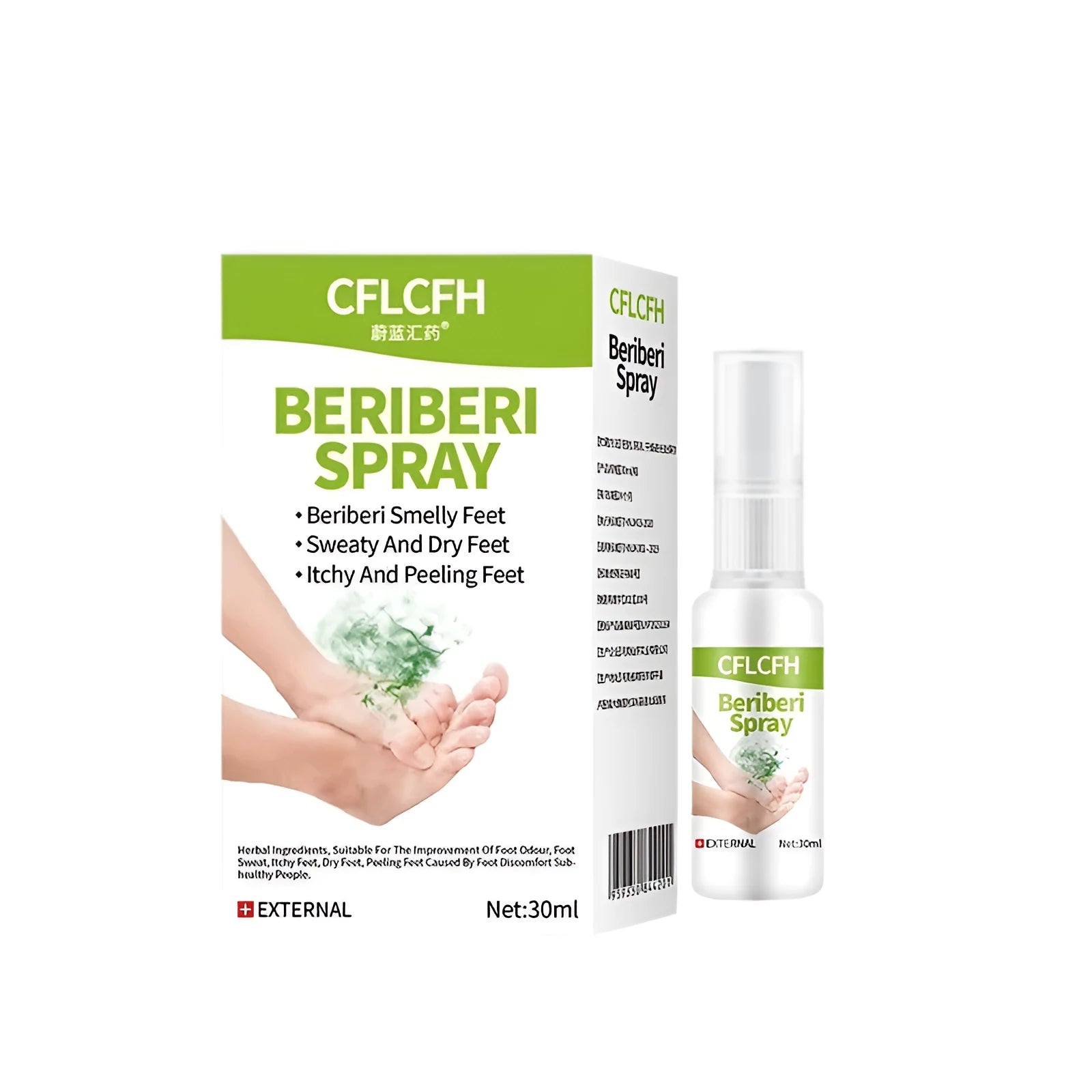 Foot odor spray 30ml bottle with deodorising mist for daily foot freshness and hygiene