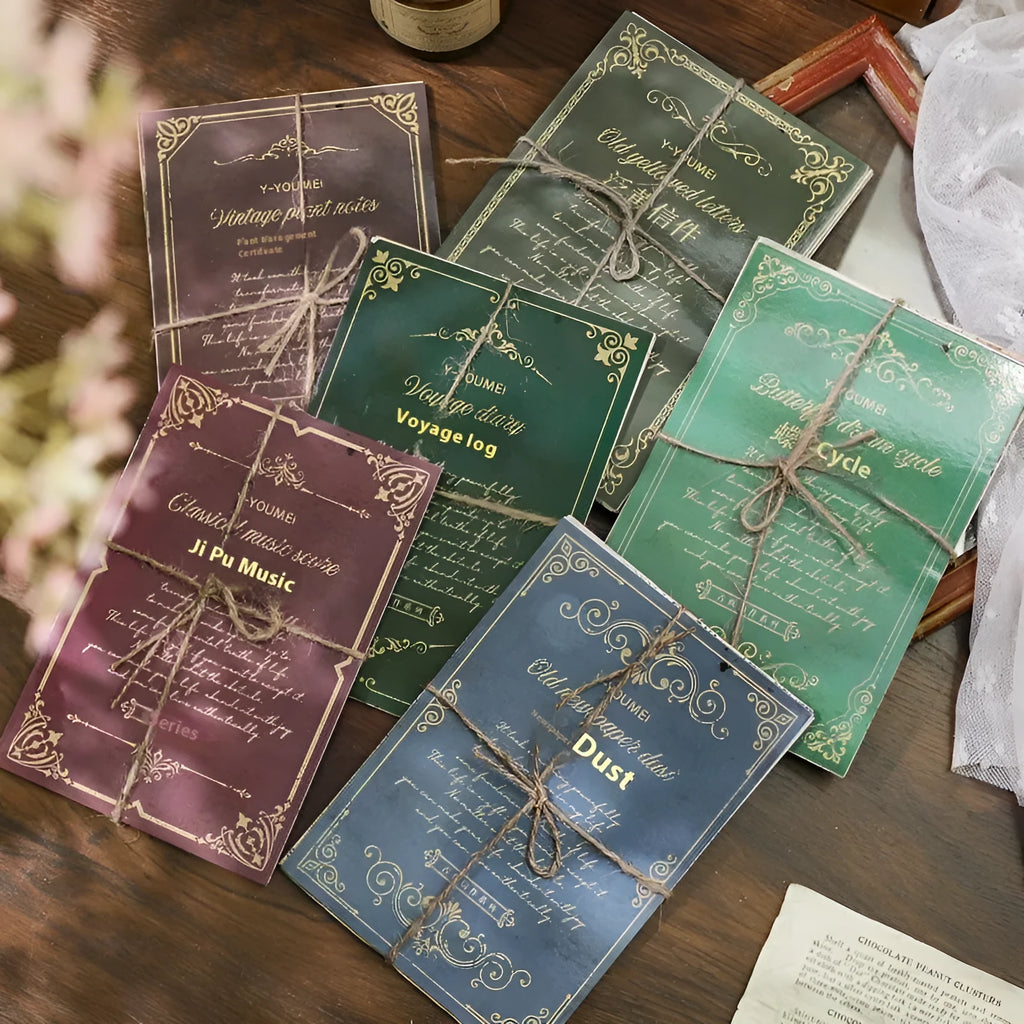 Retro literary notebook with classical letters decoration in multiple colour options