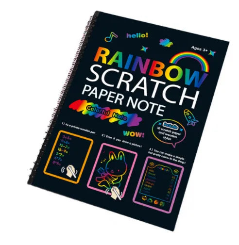 Children's large scratch art paper with colourful puzzle design and scraper tool for DIY creative painting