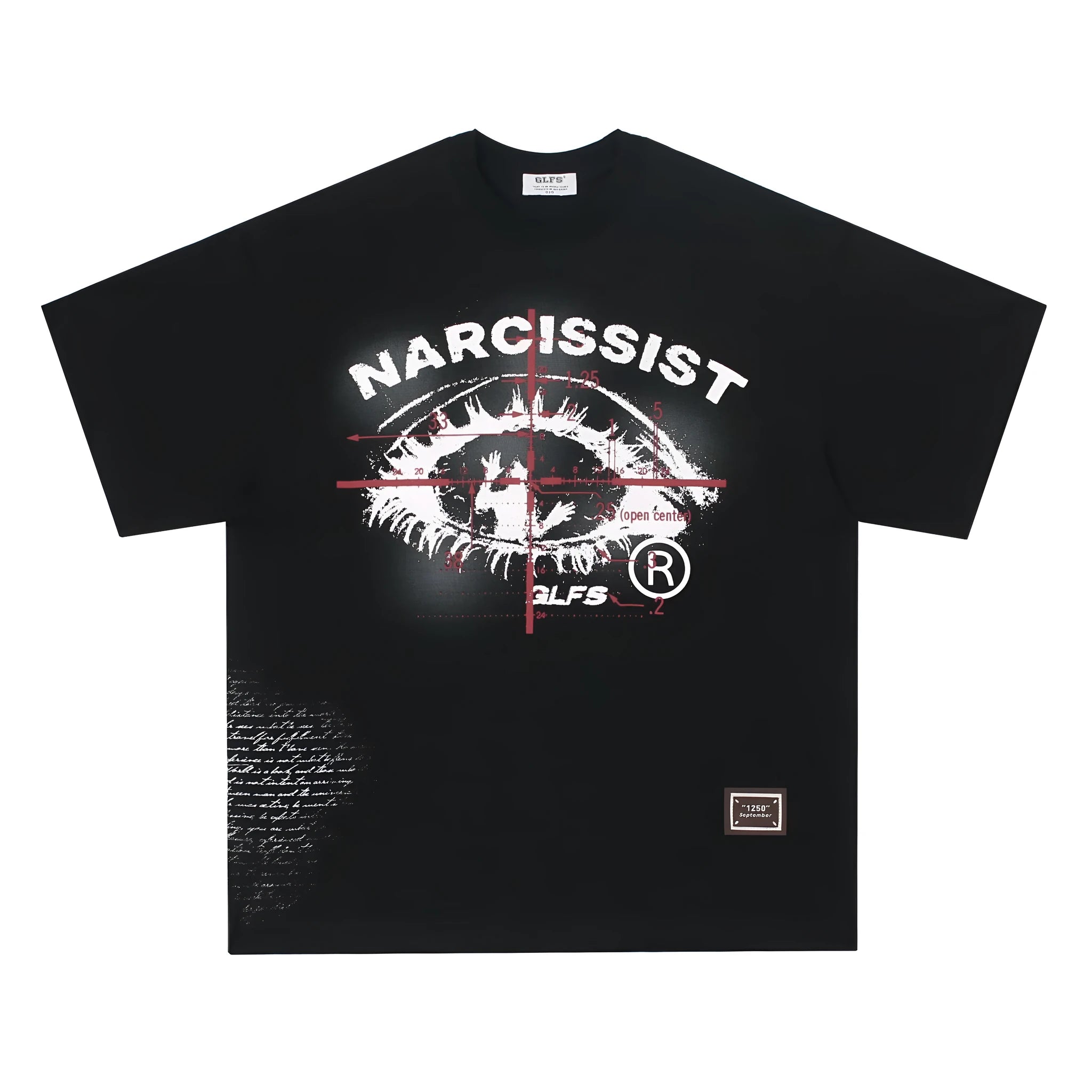Black or white cotton T-shirt with retro hip hop gothic style letter print on the front.