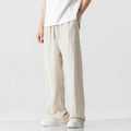 Men's straight-leg linen trousers in bamboo fabric with cropped length and drawstring waist