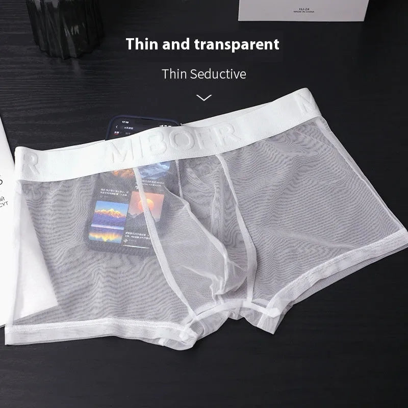 Men's thin quick-dry boxer shorts in six solid colours on a white background.
