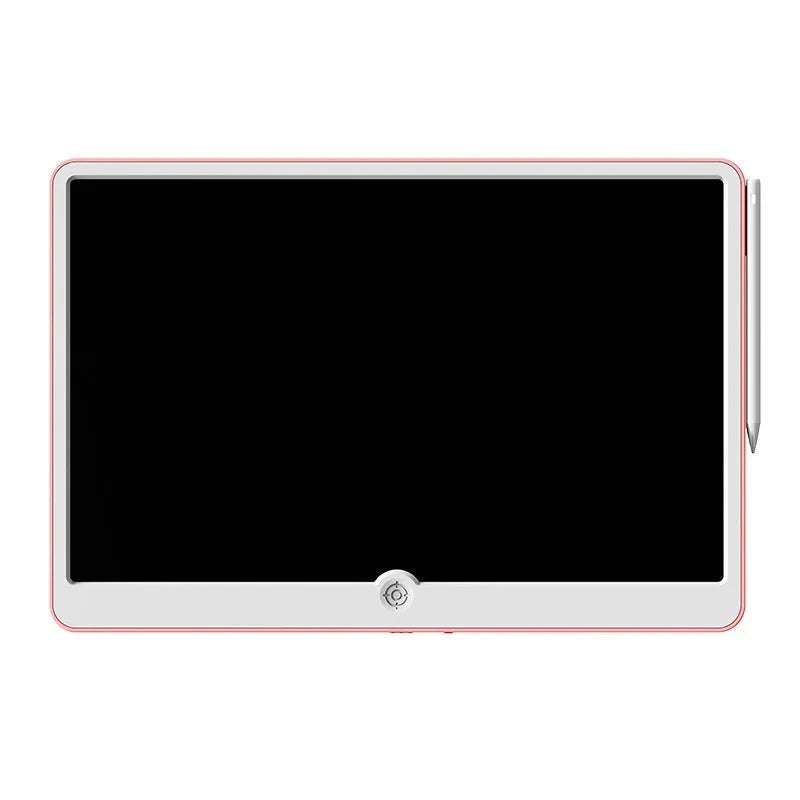 19-inch LCD drawing board for children in blue and white colour with attached stylus on screen.