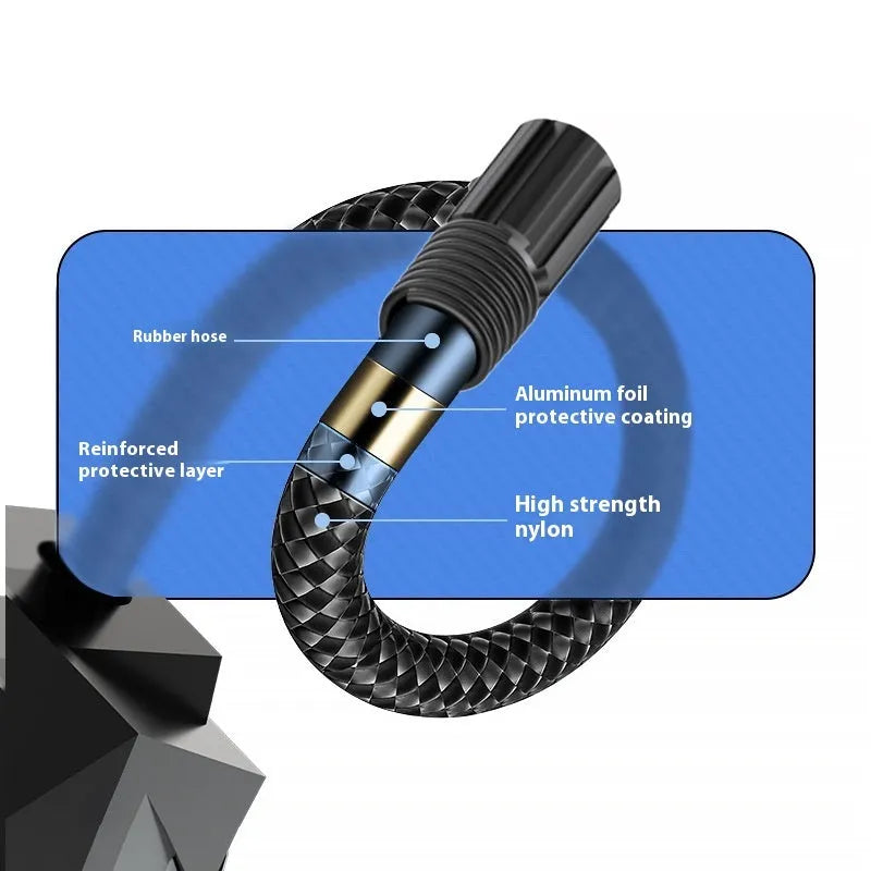 Black portable electric tyre inflator with digital display for car tyre inflation