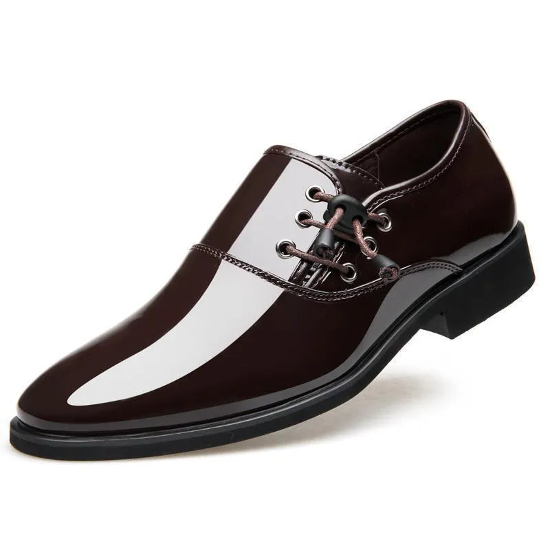 Men's black and brown business formal shoes with rubber sole and artificial PU upper