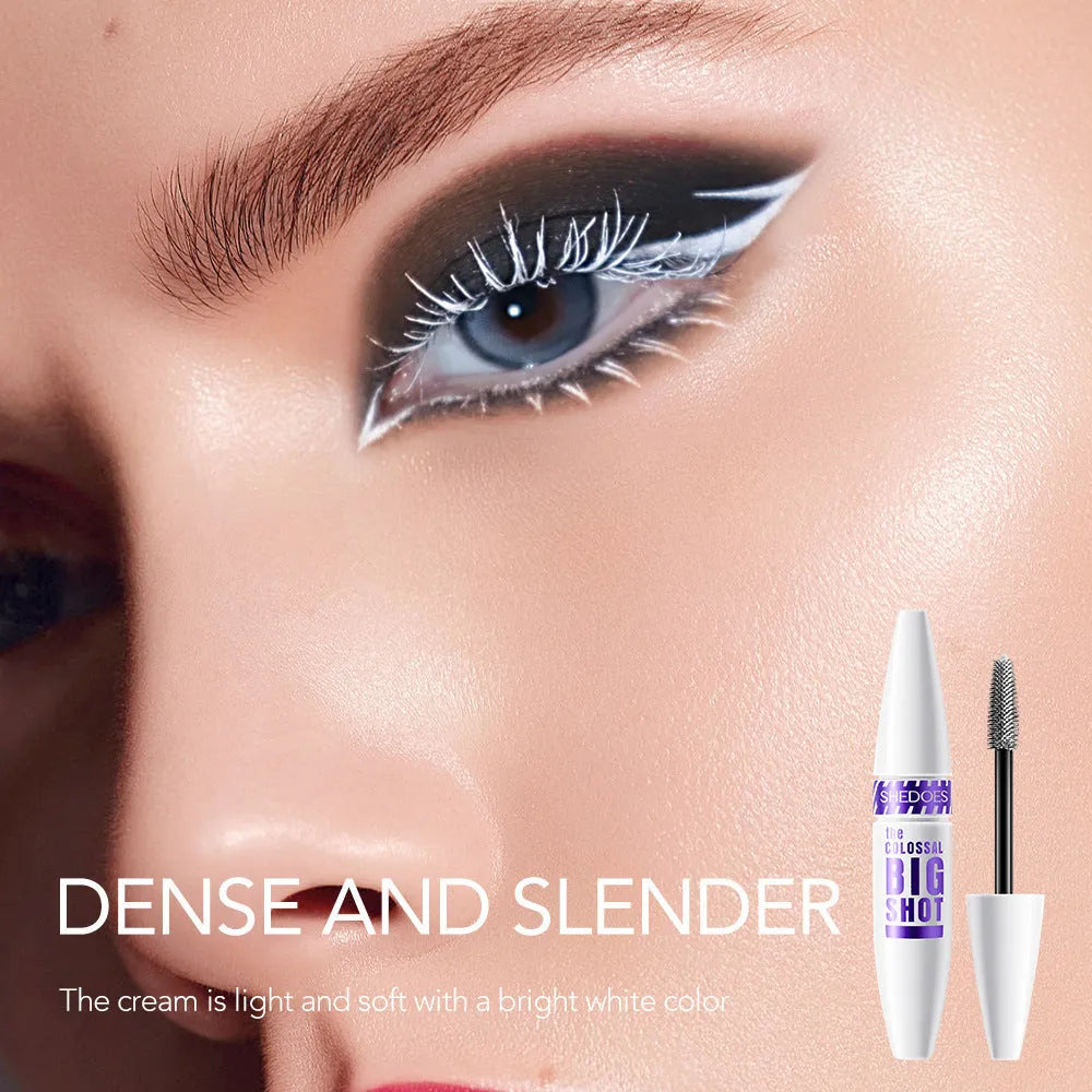 White waterproof mascara tube with 10ML content for curling and shaping lashes