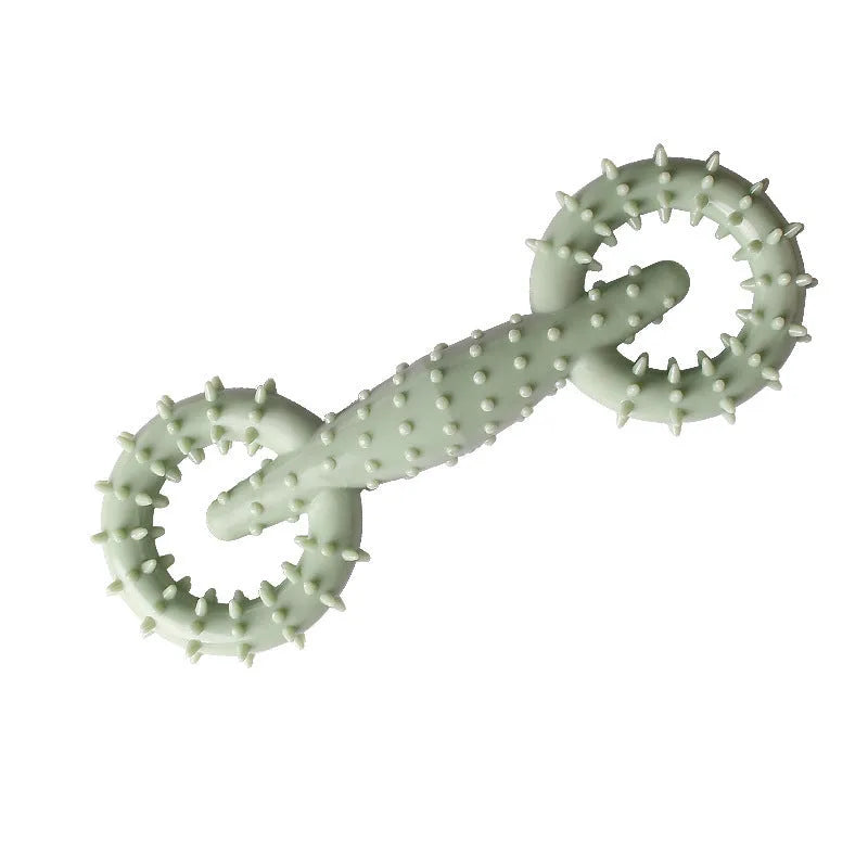 TPR rubber dog chew toy ring in blue, green, or pink colours, 16cm diameter chew toy