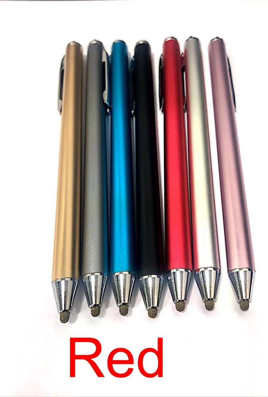 Metal barrel passive stylus pen with fine tip for touchscreen devices in seven colour options