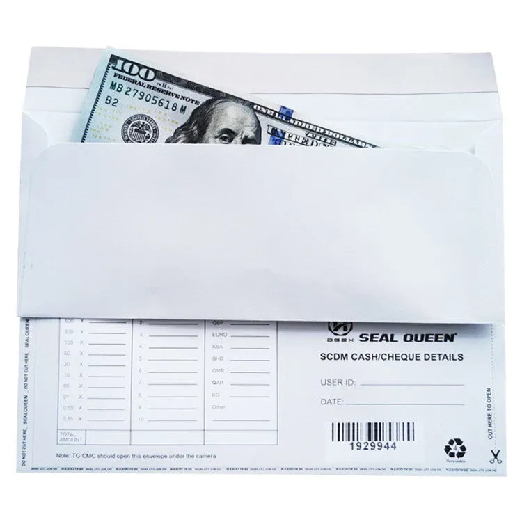 Blue anti-opening security envelope with self-adhesive closure measuring 105x240mm