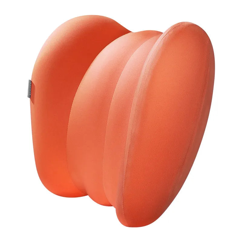 Grey and orange headrest and lumbar pillow set for commercial vehicle suspension bin systems
