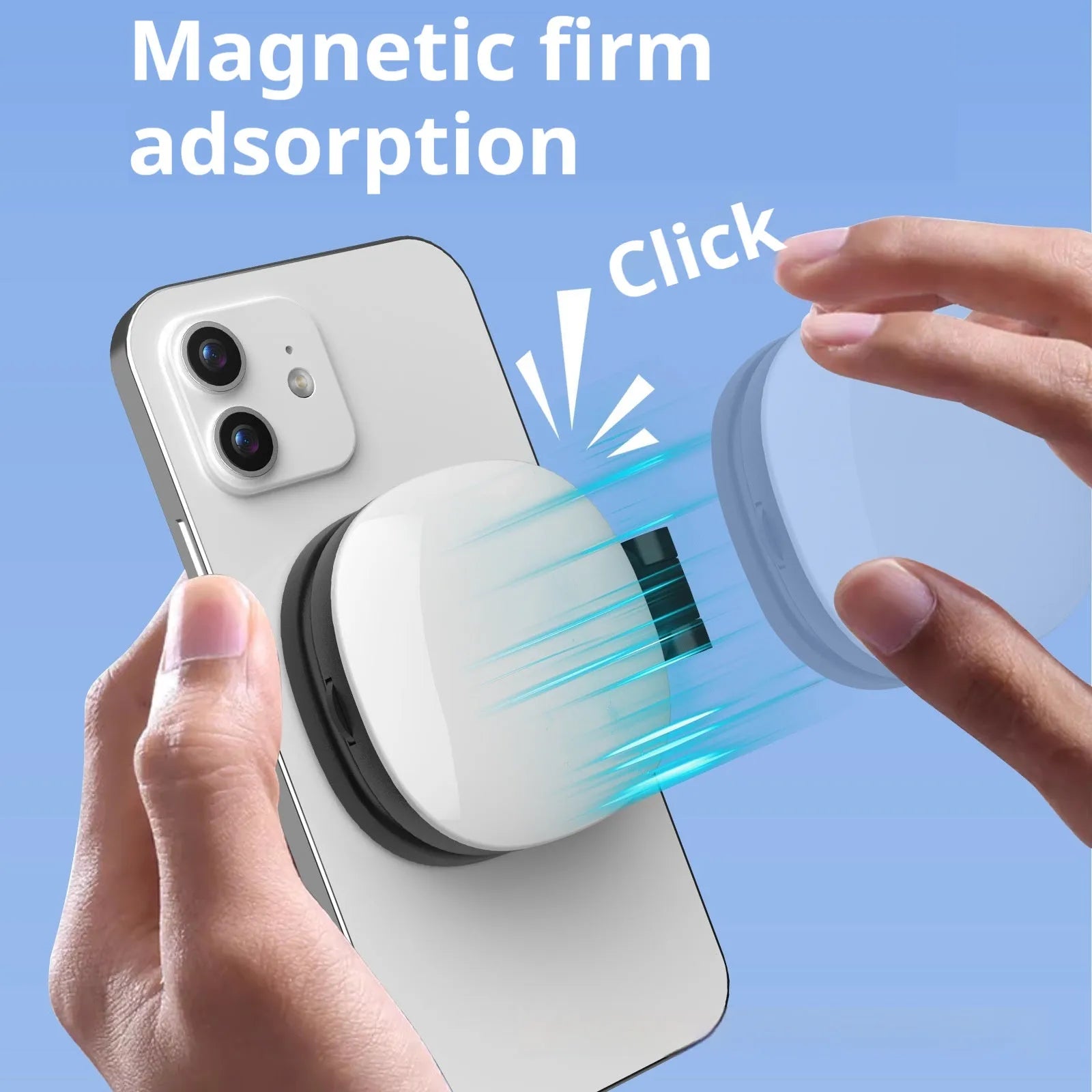 Handheld mobile phone selfie fill light with magnetic mount showing black and white colour options