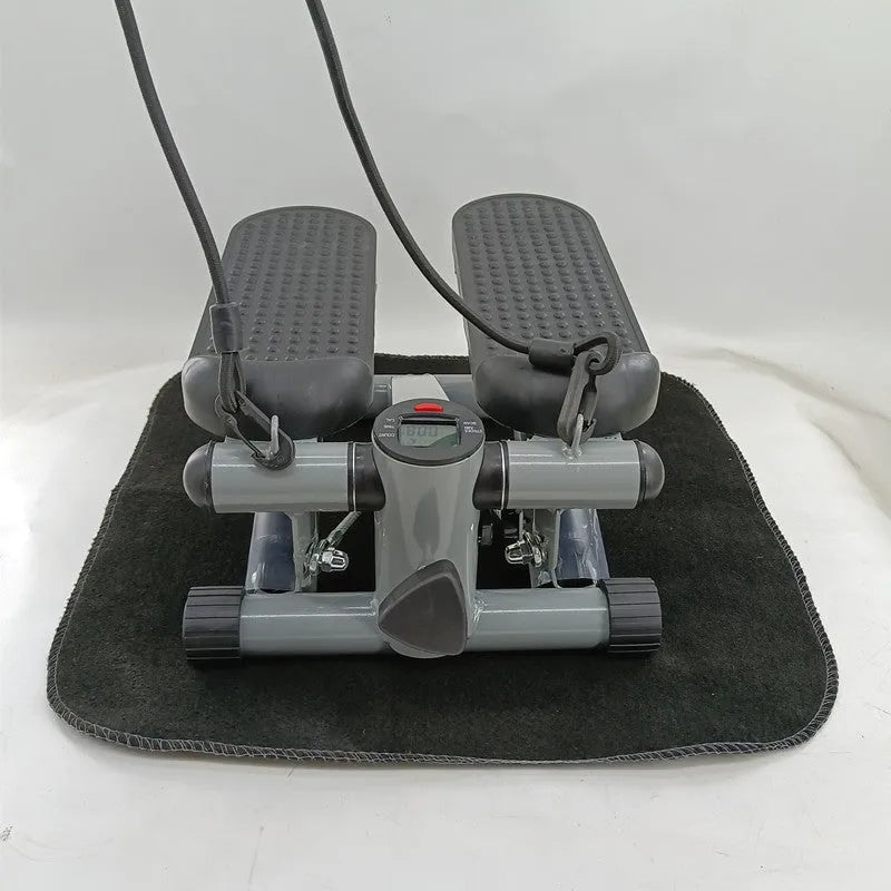Silver grey hydraulic resistance mini treadmill with pedal components for home waist slimming exercise