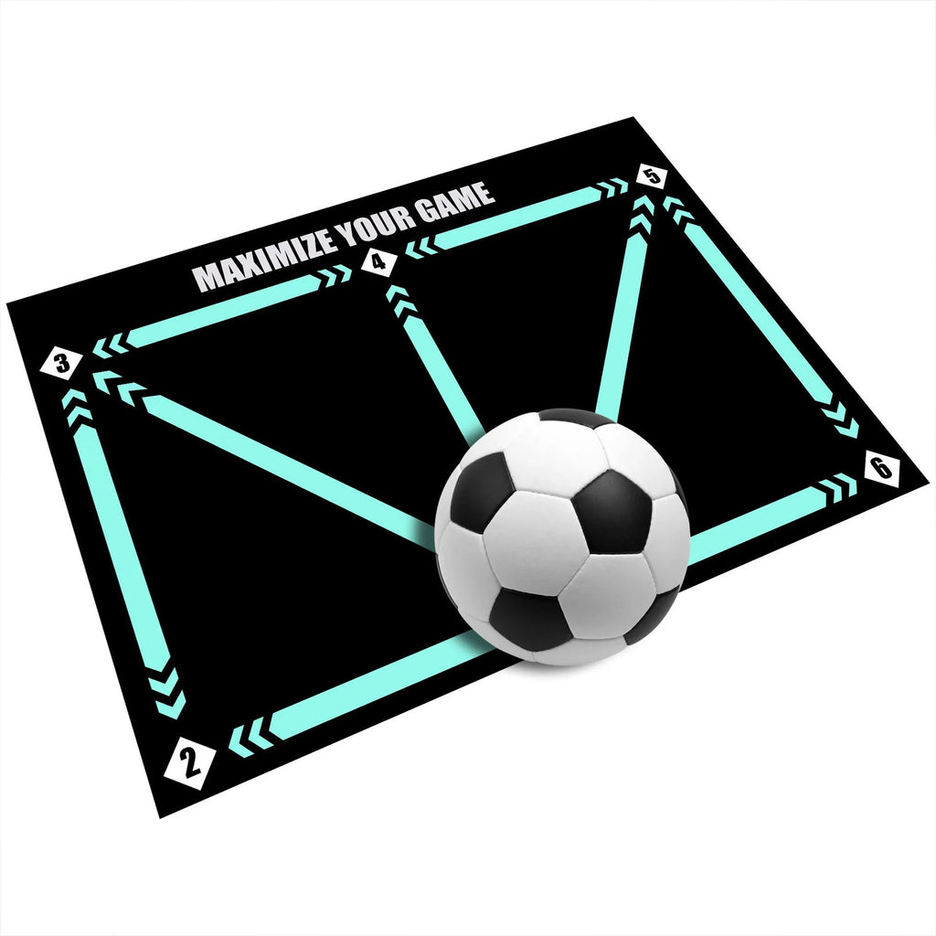 Black rectangular foam football training mat on a flat surface.