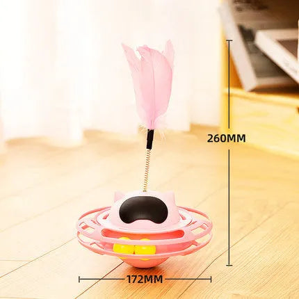 Pink self-hi tumbler turntable cat toy for kittens and cats