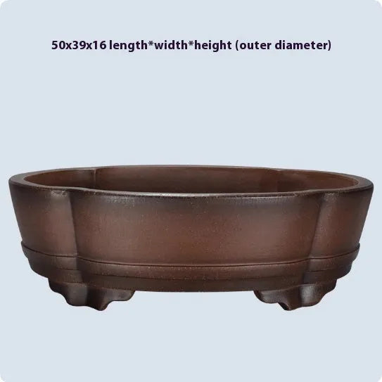Traditional purple clay flower pot with classical styling for plants and bonsai