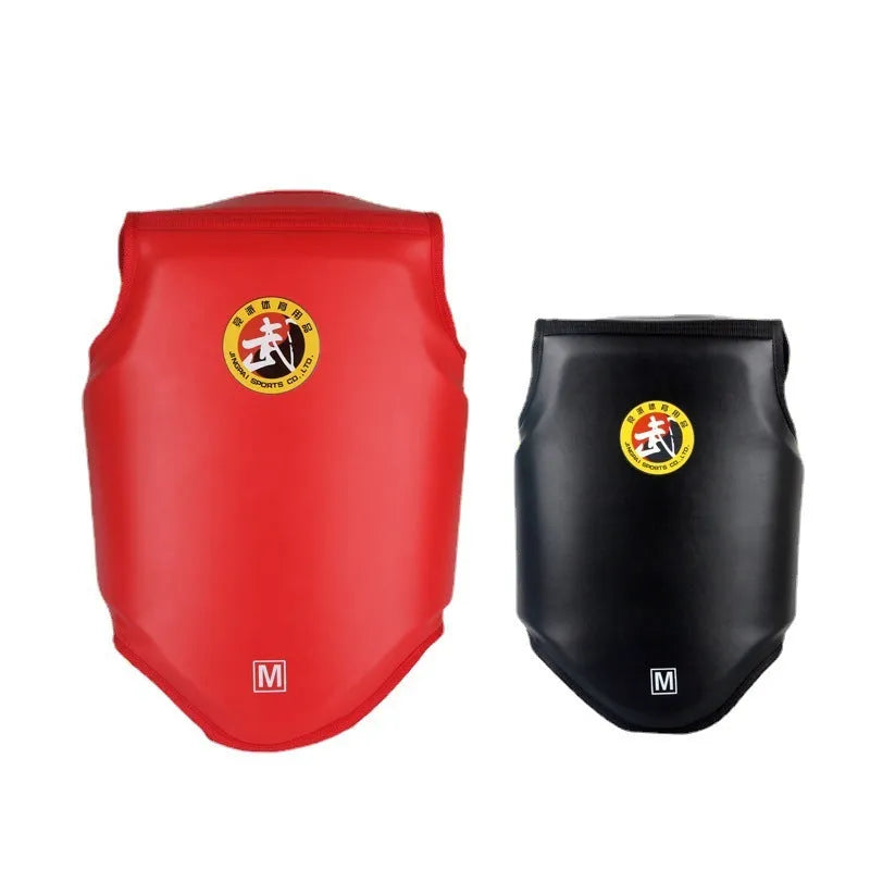 Boxing helmet and one-piece chest protector in PU material, black colour, with adjustable fit for training and competition