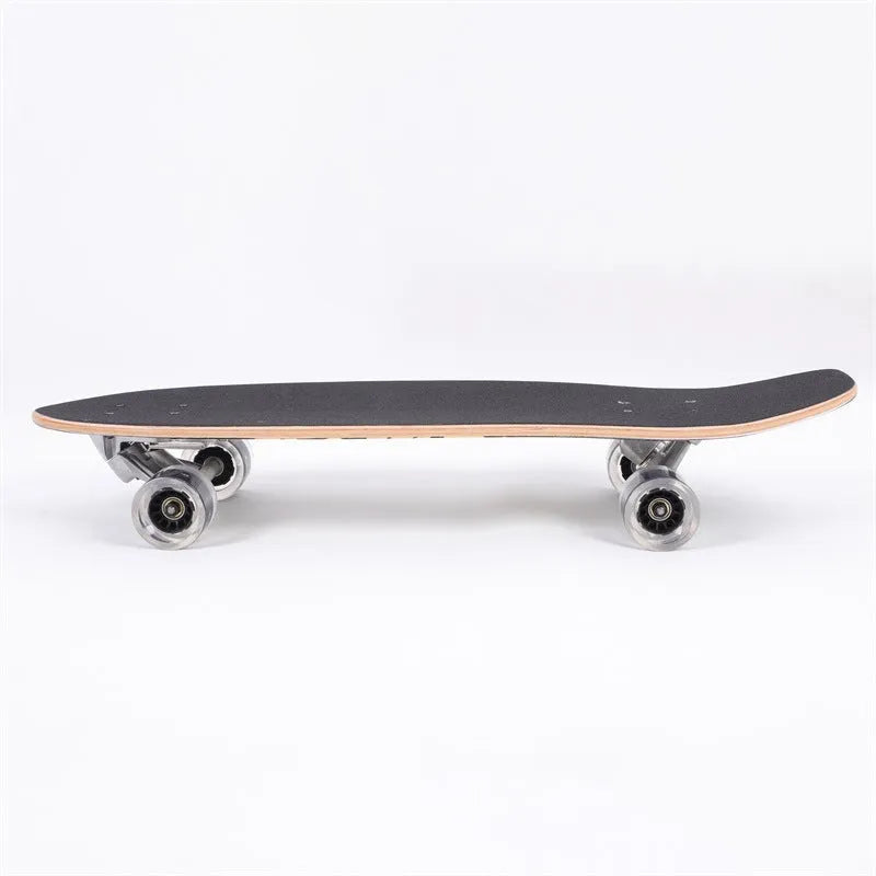 White 31-inch maple wooden street scooter for adults and teenagers.
