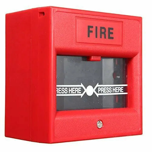 Wired red hand breaking glass emergency fire alarm button with fireproof material
