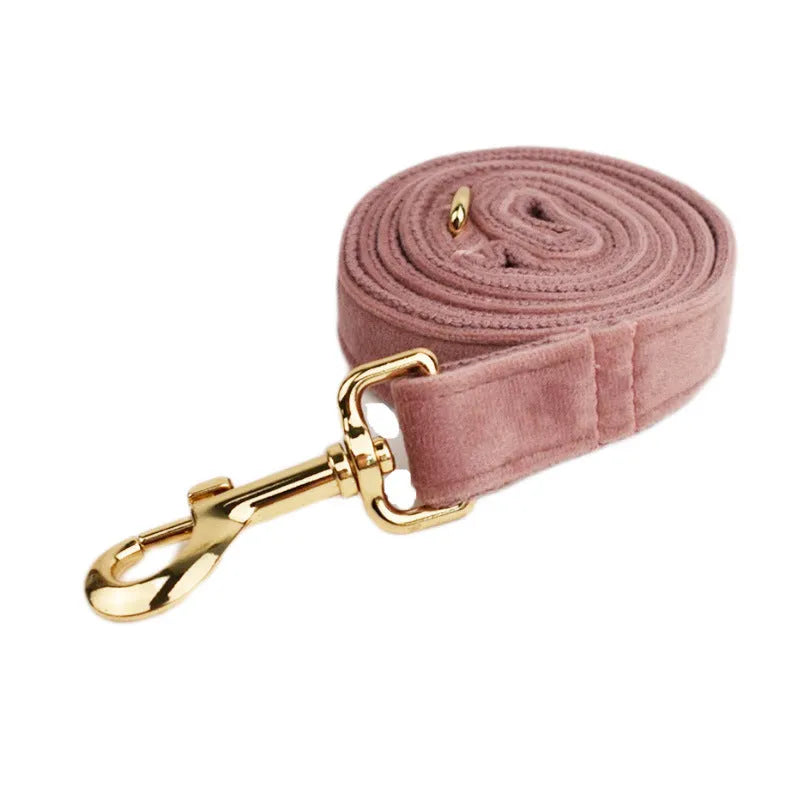 Light purple pink velvet dog collar with adjustable buckle on a light background