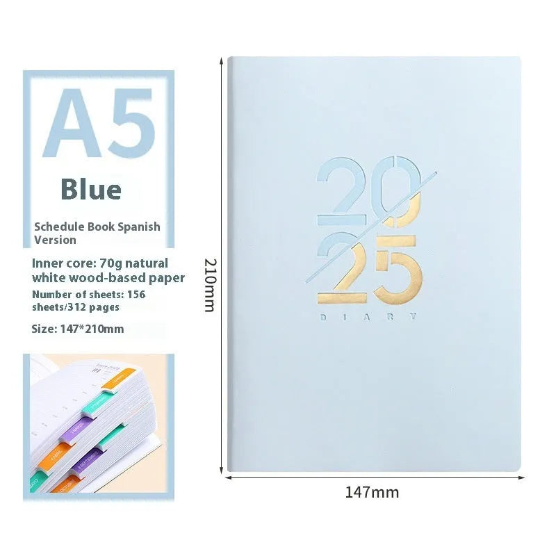 A5 faux leather daily planner notebook showing multiple colour options