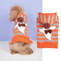 Halloween knitted cold-proof contrast colour striped hooded fur ball pet sweater in orange for dogs and cats