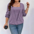 Solid colour rib knit V-neck false two-piece suit with long sleeves in loose fit.
