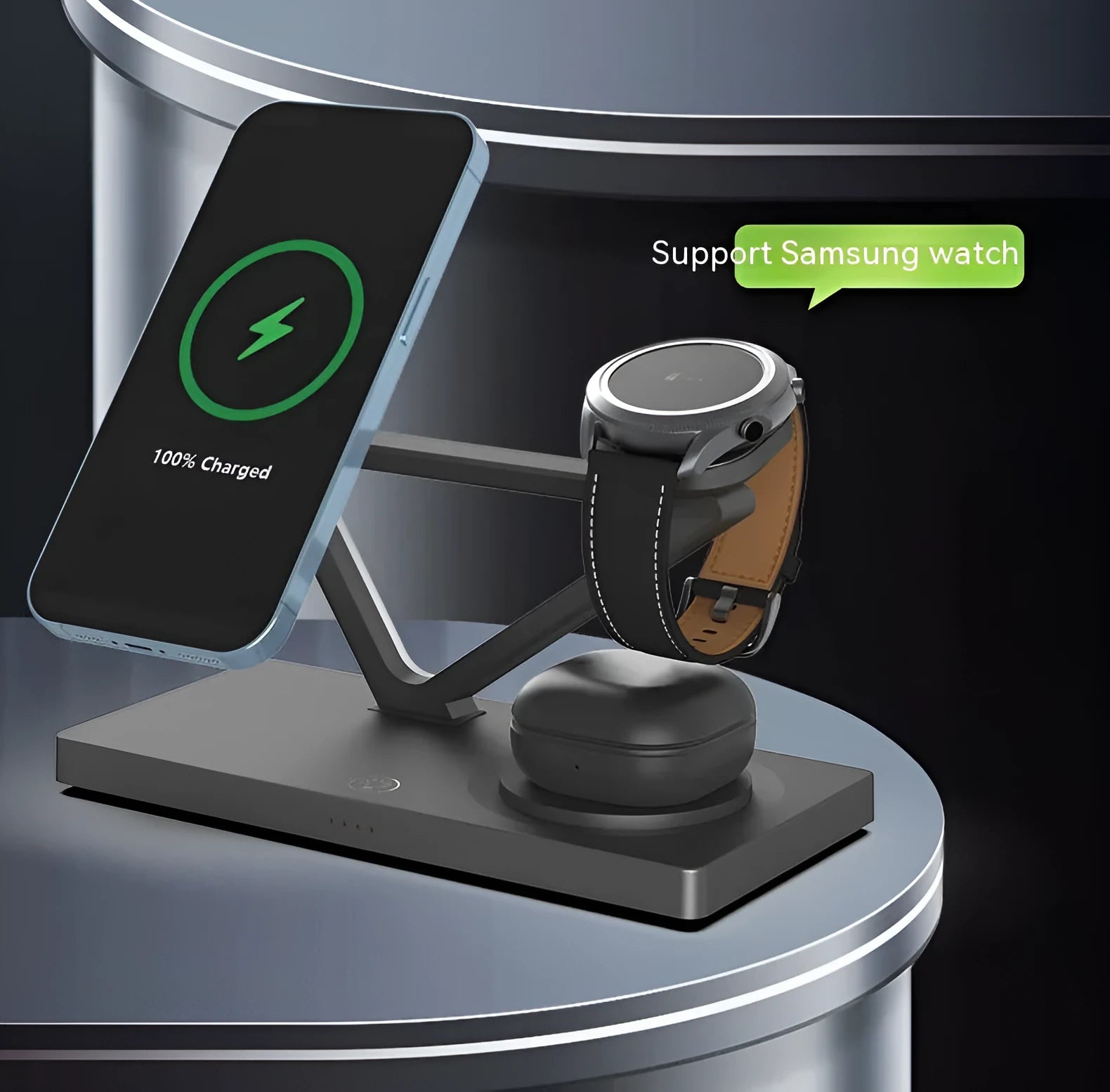 Five-in-one small night lamp wireless charger with magnetic suction bracket in black