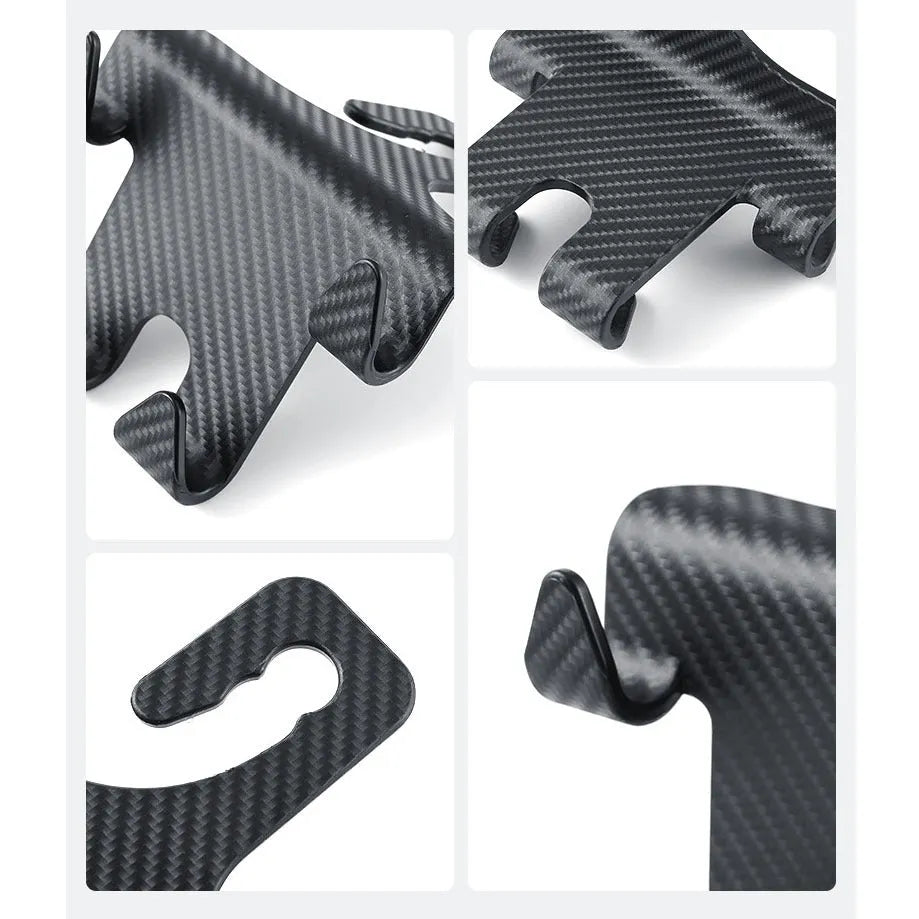 Black car multifunction hook bracket with integrated phone holder for rear seat storage