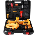 Yellow electric car jack set with electric wrench for vehicle maintenance and tyre changes